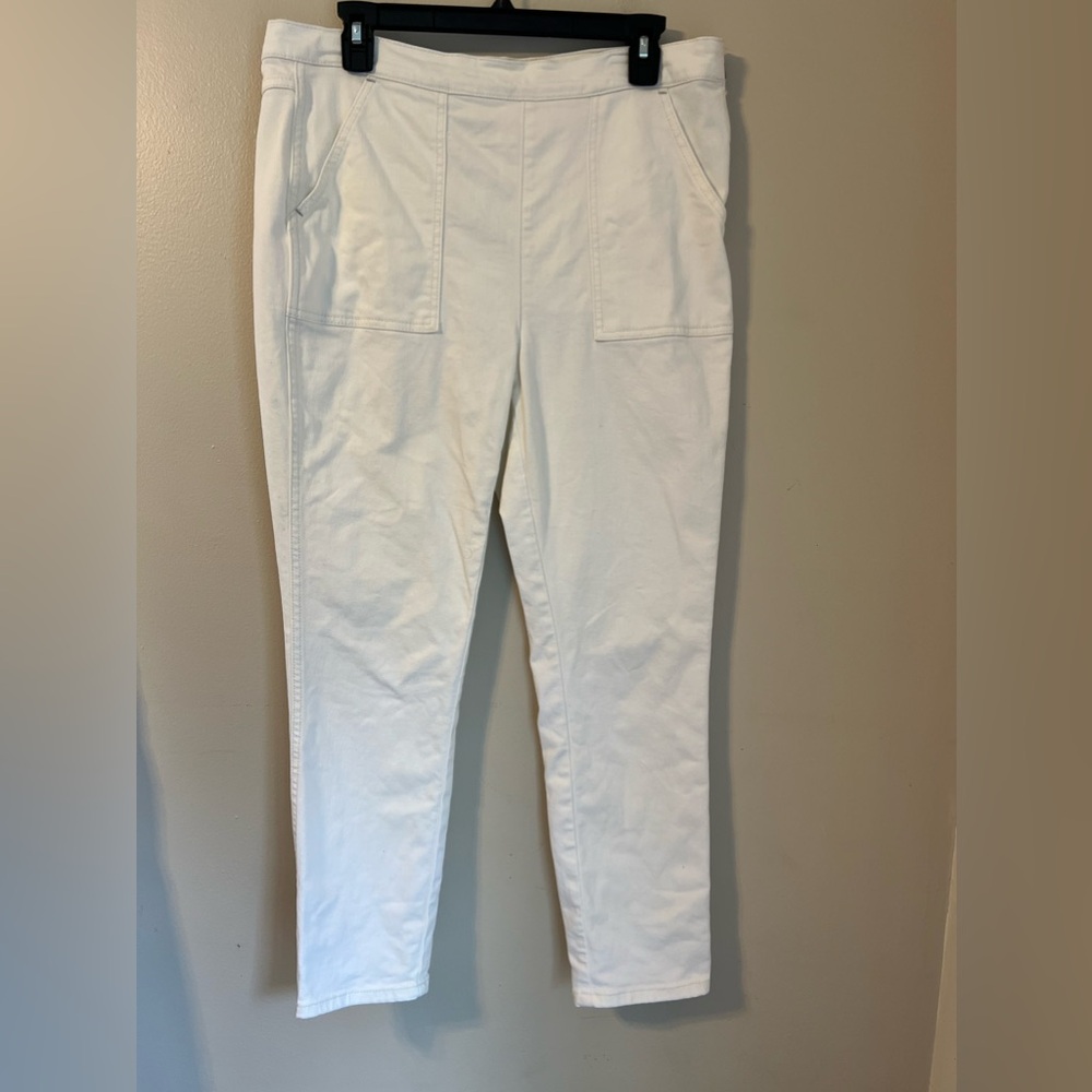 Free People Skinny Ankle Jeans Women’s Sz 31 White Side Zip Stretch Pockets 27”